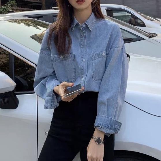 Áo jean dài tay phong cách, áo jean hai màu nổi bật A2