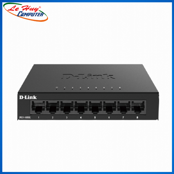 Bộ Chia Mạng Switch D-Link DGS-108GL 8 Cổng RJ45 10/100/1000Mbps Vỏ Kim Loại - Hàng Chính Hãng