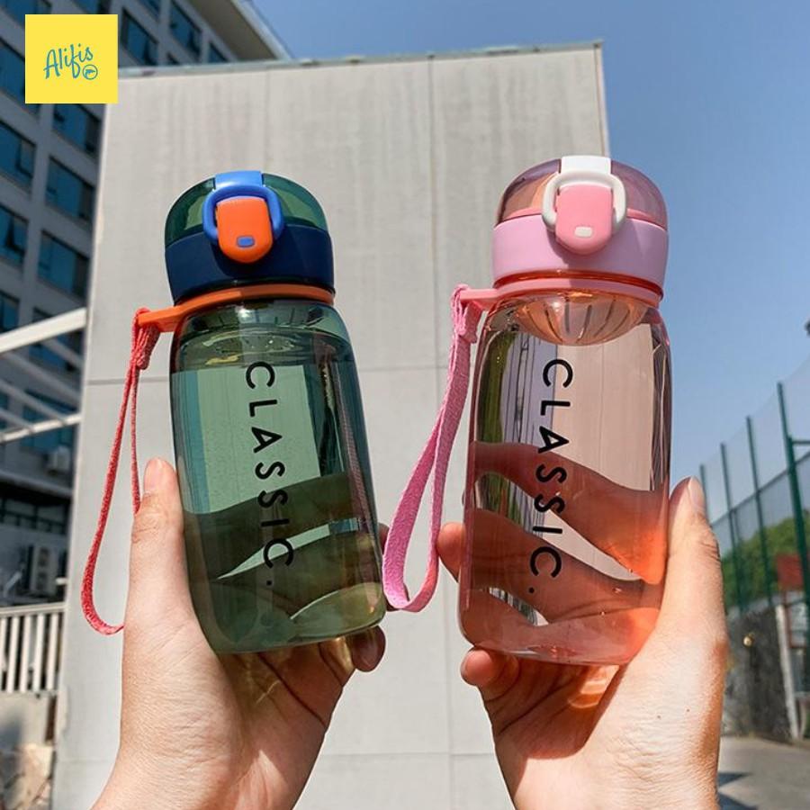Bình nước mini cho bé đi học 400ml có dây đeo xinh xắn