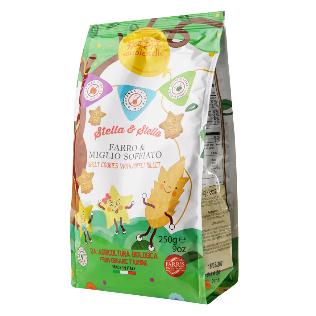 Bánh qui hạt kê hữu cơ cho bé Sottolestelle 250g