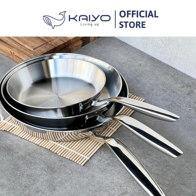 Chảo inox trơn thân đáy liền 3 lớp Tri-Ply Kaiyo, size 26cm