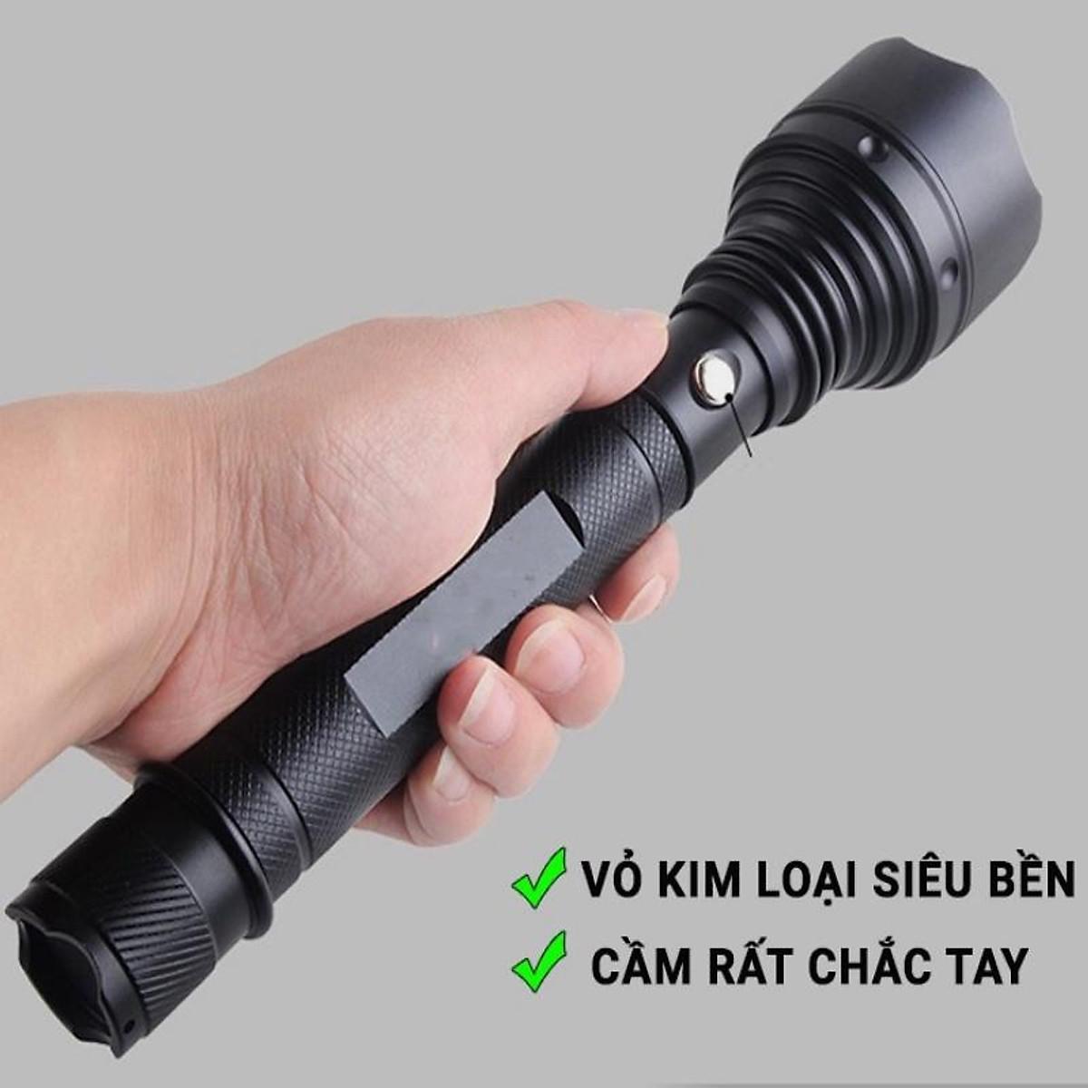 Đèn pin siêu sáng bản cao cấp S015 tích điện dung lượng lớn đèn pin mini bóng LED 5 chế độ sáng, vỏ hộp kim nhôm