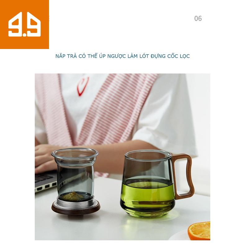 Tách uống trà/ uống nước kiểu nhật có nắp văn phòng bằng thủy tinh cốc dung tích lớn cốc