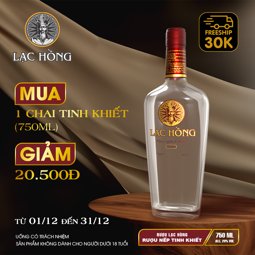 Lạc Hồng rượu nếp, rượu trắng, rượu vodka tinh khiết, sản xuất theo phương pháp truyền thống, vị dịu, nhẹ, uống không đau đầu.