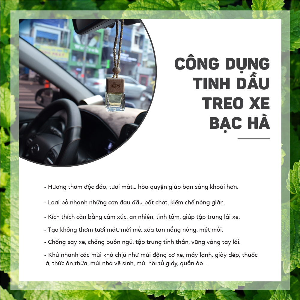 Tinh dầu Bạc Hà treo xe ô tô, phòng ngủ, tủ quần áo, nhà vệ sinh giúp khử mùi, chống say xe