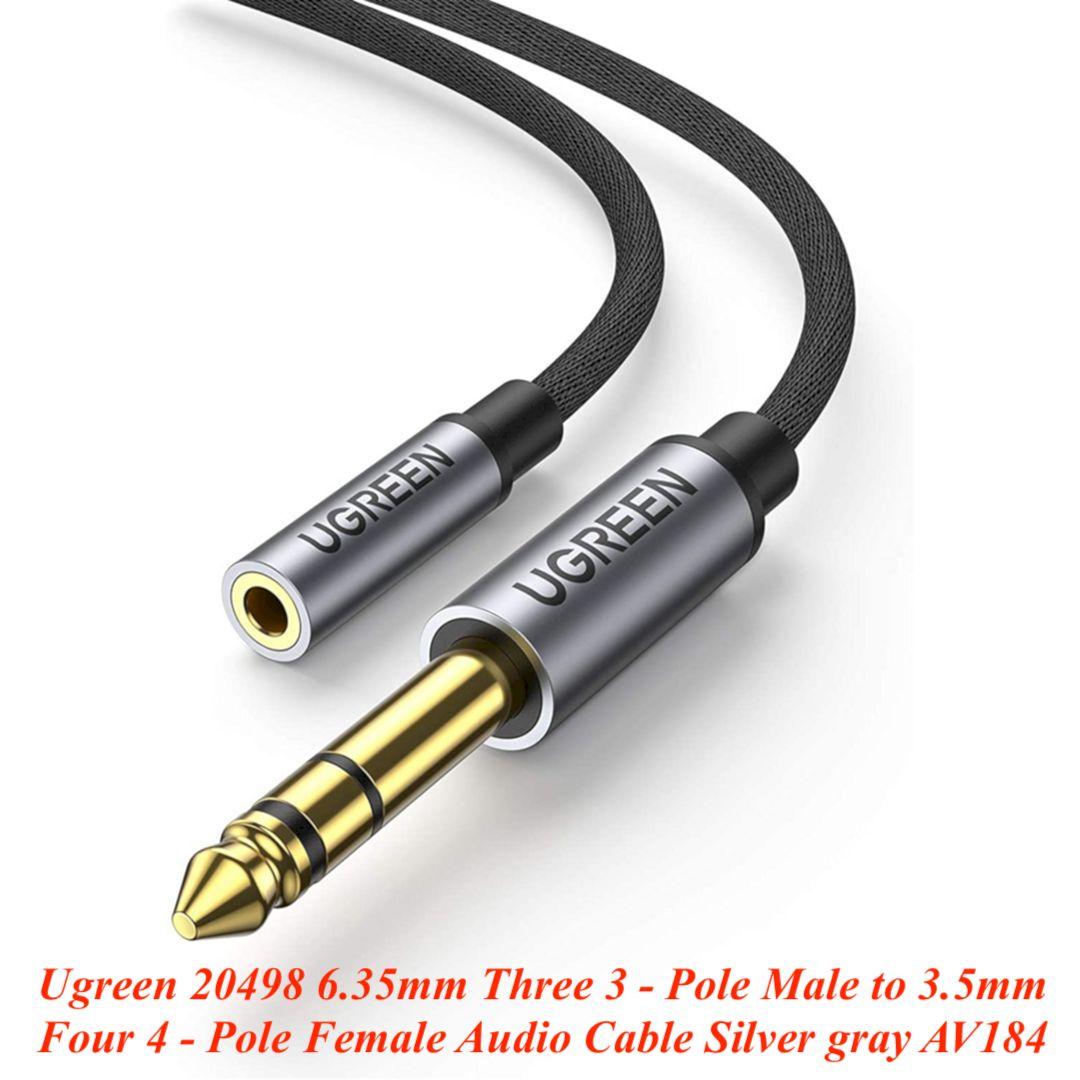 Ugreen UG20498AV184TK 0.3M Màu Đen Cáp chuyển 3.5mm âm sang 6.35mm dương Stereo Audio - HÀNG CHÍNH HÃNG