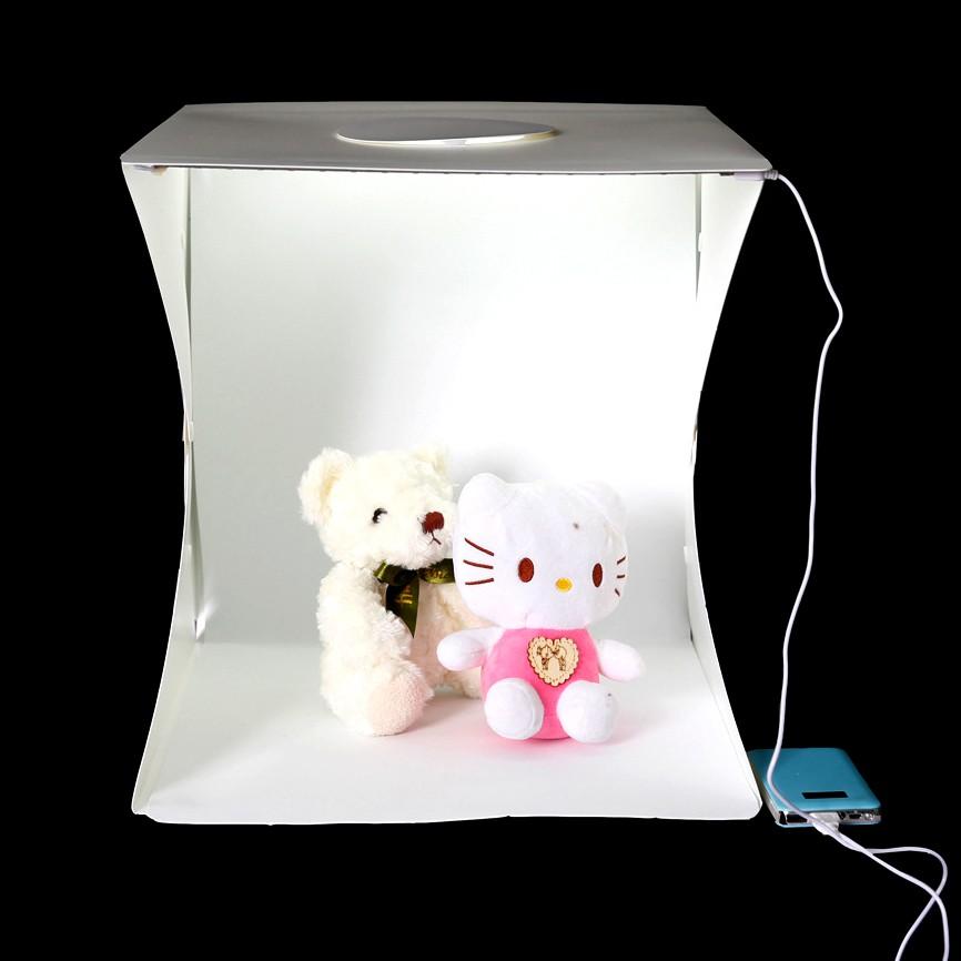 Hộp chụp hình sản phẩm Studio 40cm x 40cm gồm 2 dãy đèn led, phông nền 2 màu trắng đen