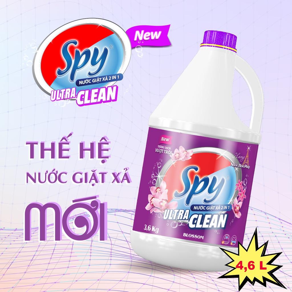 Nước giặt xả SPY Ultra Clean Tím 4,6 kg 2 trong 1 hương hoa Pháp trắng sạch thơm lâu tiết kiệm