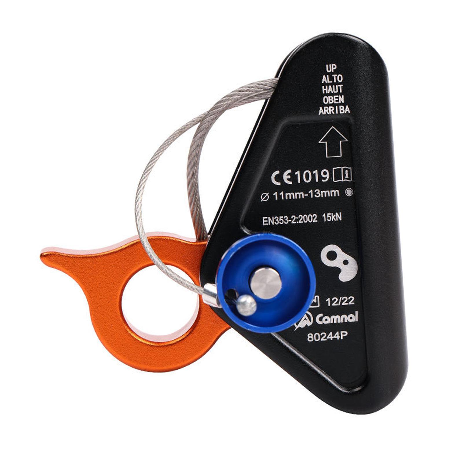 Rope Grab Ascender, Fall Protection Belay Device Adjuster Rope Clamp for 11-13mm Ropes for Outdoor Rock Climbing Tree Arborist