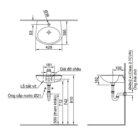 Chậu Rửa Lavabo Inax L-283V Treo Tường Cỡ Nhỏ .Với đặc tính kháng khẩn, dễ lau chùi - Vật liệu xây dựng Big H