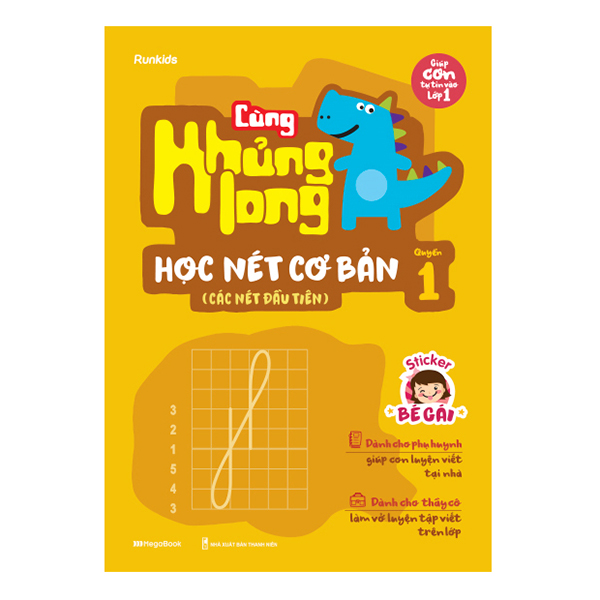 Cùng Khủng Long Học Nét Cơ Bản Quyển 1 (Các Nét Đầu Tiên) Bé Gái