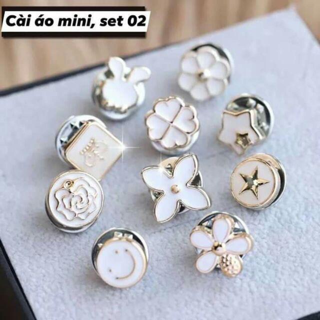 Set 10 khuy cài áo, phụ kiện cài áo khi cổ áo bạn bị hở, cài nón, mũ...loại đẹp như hình