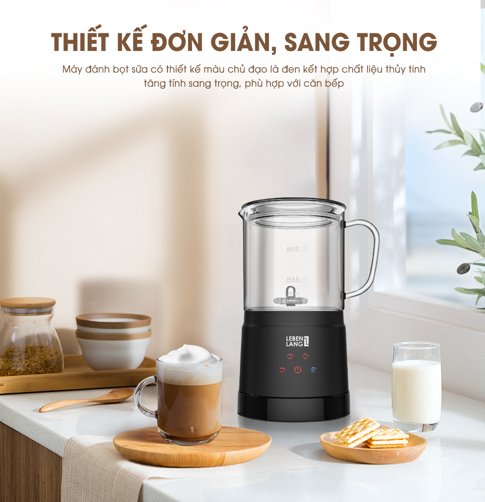 [Nhập XMAS2020K giảm 20K] Máy đánh bọt cà phê, tạo bọt sữa LEBENLANG LBL3086, dung tích 400ml, 4 chế độ nóng lạnh , bảo hành 2 năm - hàng chính hãng