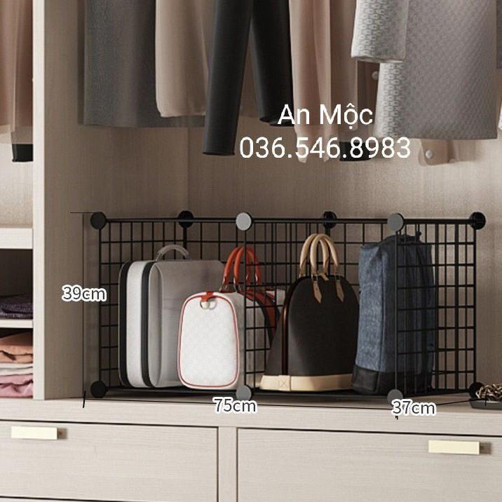 Giá để túi sách khung lưới sắt lắp ghép 2 ngăn phong cách Vintage