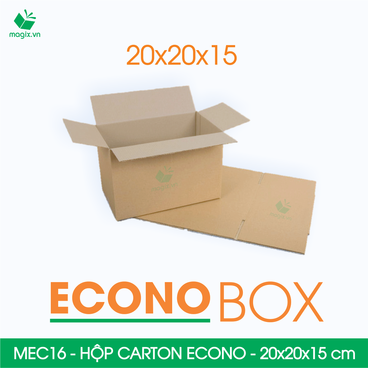 MEC16 - 20x20x15 cm - Combo 100 thùng hộp carton trơn siêu tiết kiệm ECONO