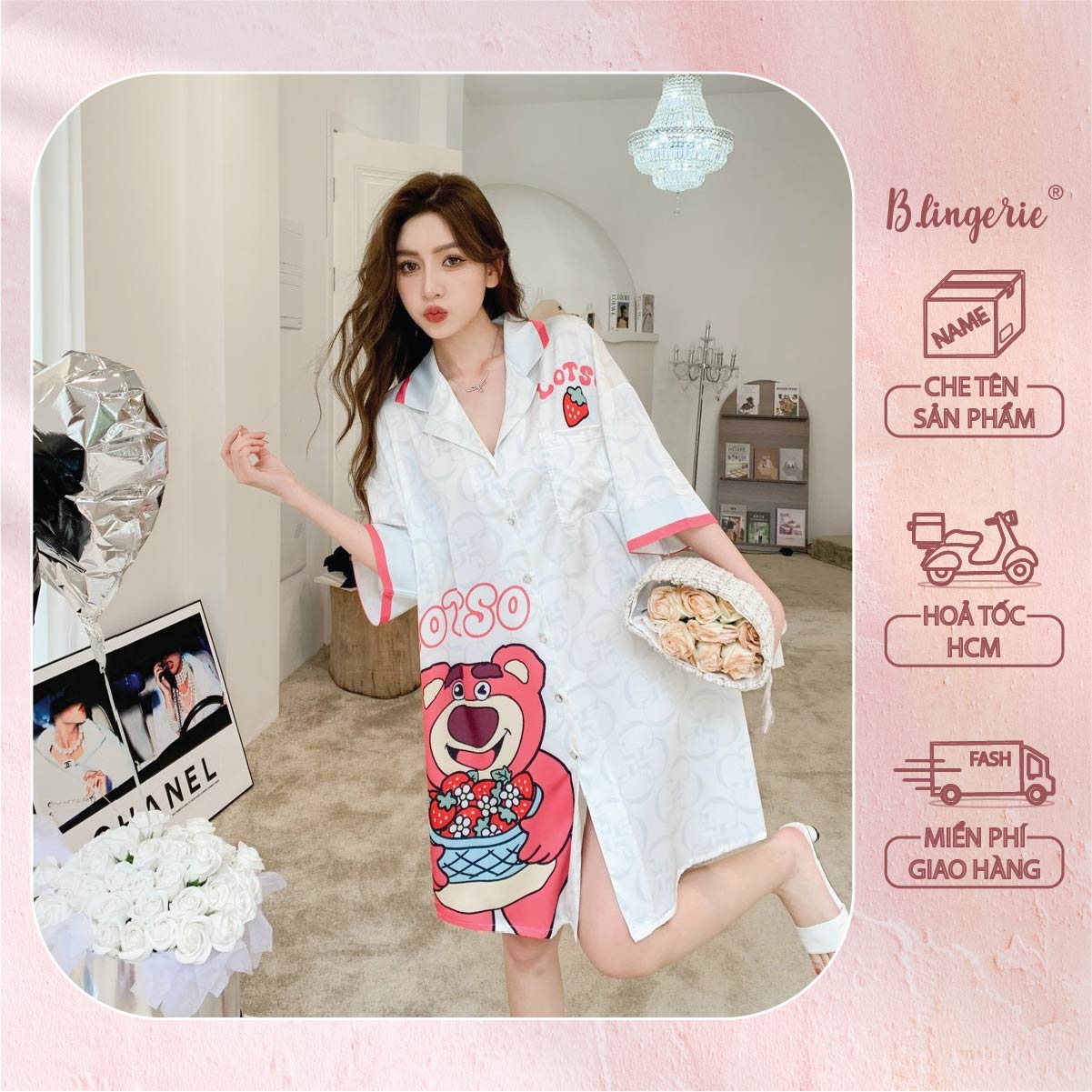 Váy Ngủ Sơmi Nơ To Đáng Yêu - B.Lingerie