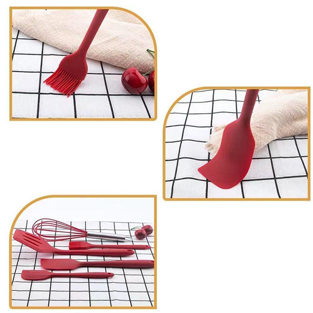 Combo 5 món dụng cụ bếp, làm bánh chất liệu silicon cao cấp tay cầm bằng INOX chịu được mức nhiệt độ từ -40 đến 230 độ C