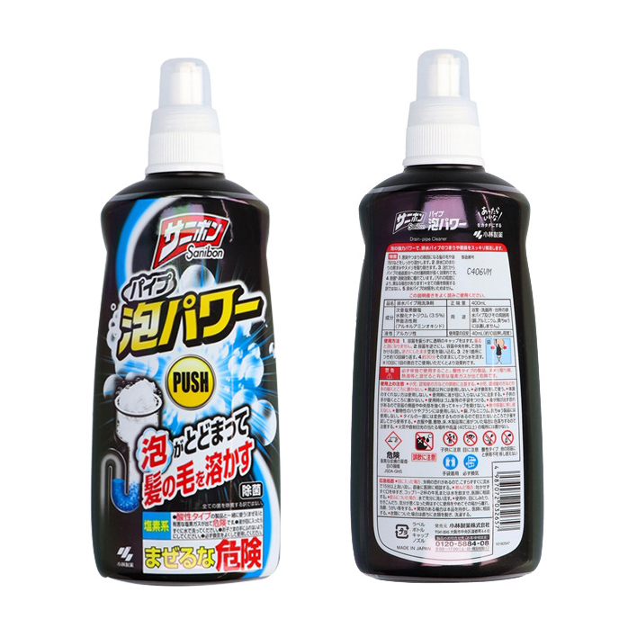 Nước thông cống Kobayashi Sanibon Nhật bản 400ml – bọt hoạt tính, tan tóc &amp; dầu mỡ