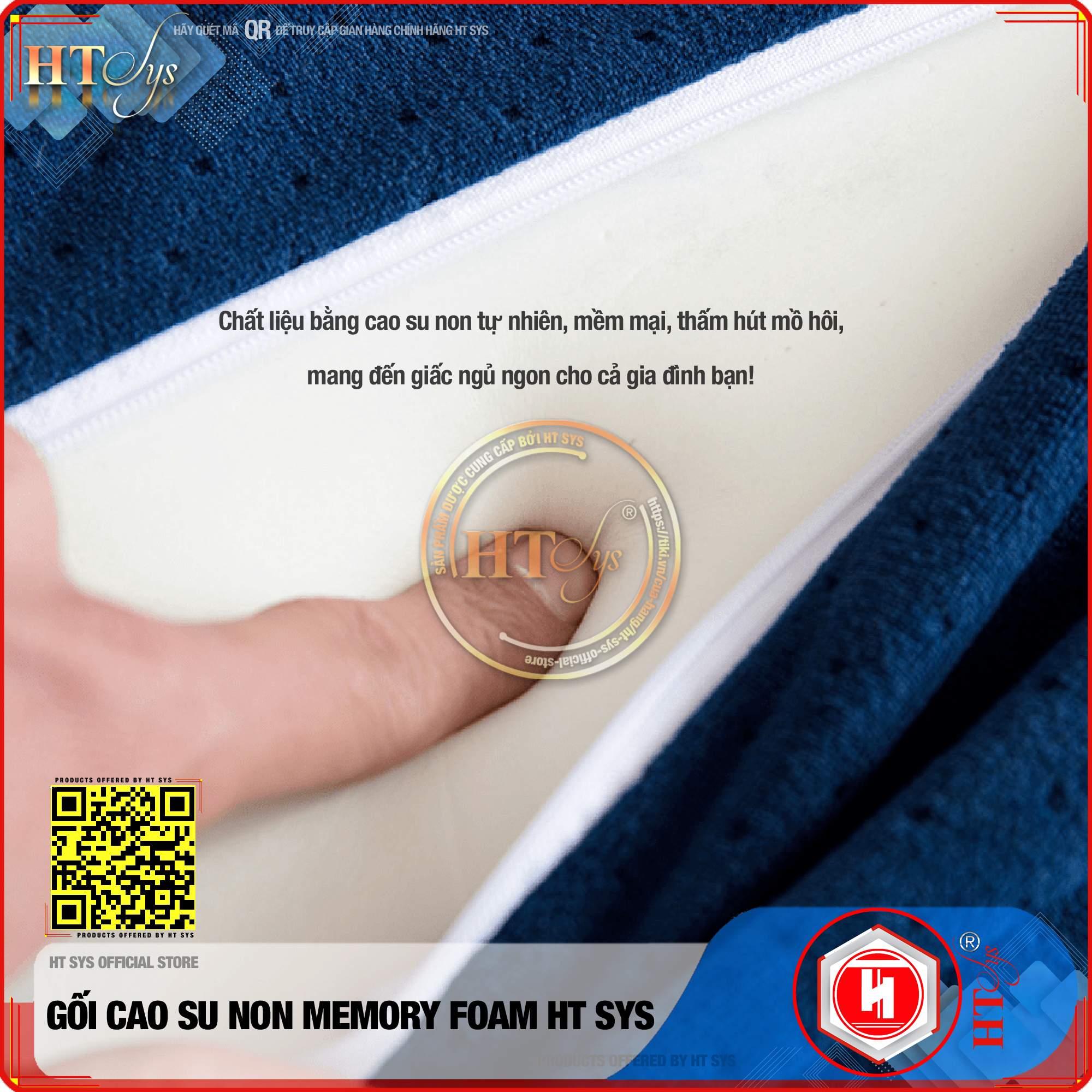 Hình ảnh Gối ngủ cao su non HT SYS - Ruột gối Memory Foam công nghệ Nhật Bản - Gối giúp ngủ nhanh , chống mỏi vai gáy - Mang đến giấc ngủ ngon cho mọi nhà