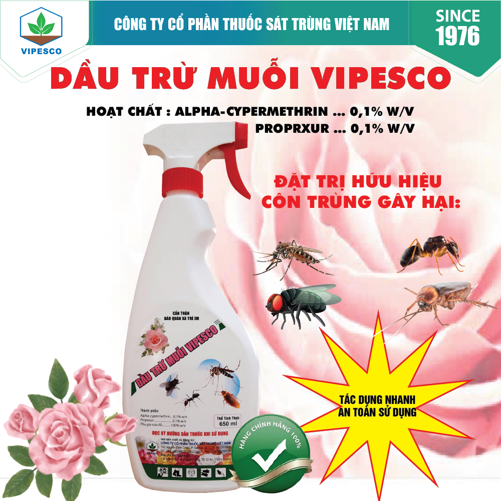 DẦU TRỪ MUỖI CÓ VÒI HOA HỒNG (650ml)