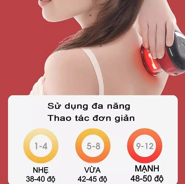 Máy giác hơi điện mini cầm tay massage thông minh, máy cạo gió 6 cấp độ giảm đau nhức, tăng tuần hoàn máu