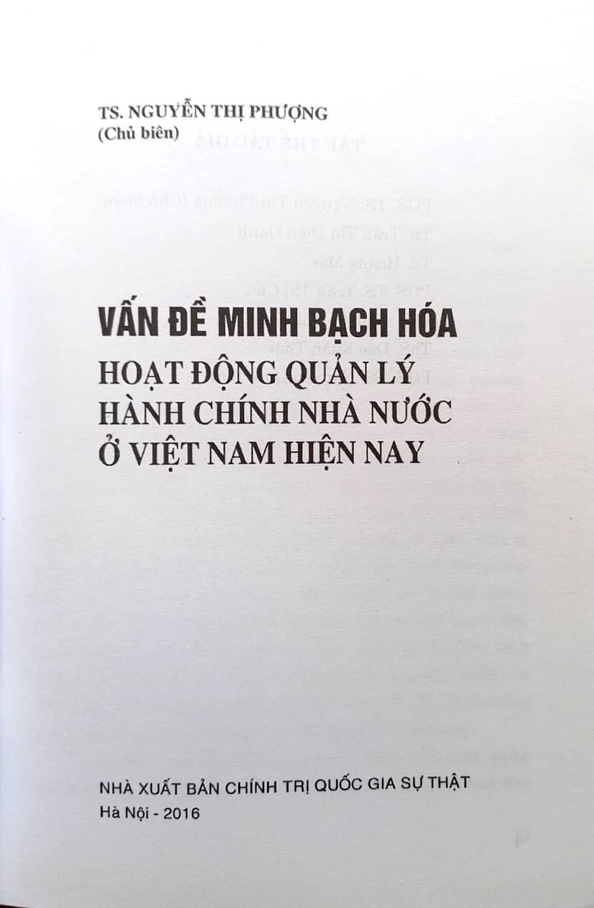 Vấn đề minh bạch hóa hoạt động quản lý hành chính Nhà nước ở Việt Nam hiện nay