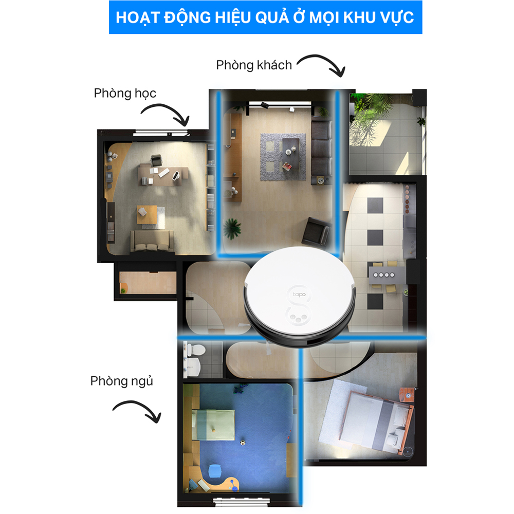 Robot Hút Bụi Và Lau Nhà + Dock Tự Động Đổ Rác Thông Minh TP-Link Tapo RV10 Plus - Hàng Chính Hãng