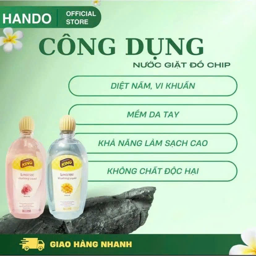 Combo 2 chai Nước giặt quần áo lót đồ lót chuyên dụng Golden King Hando 500ml