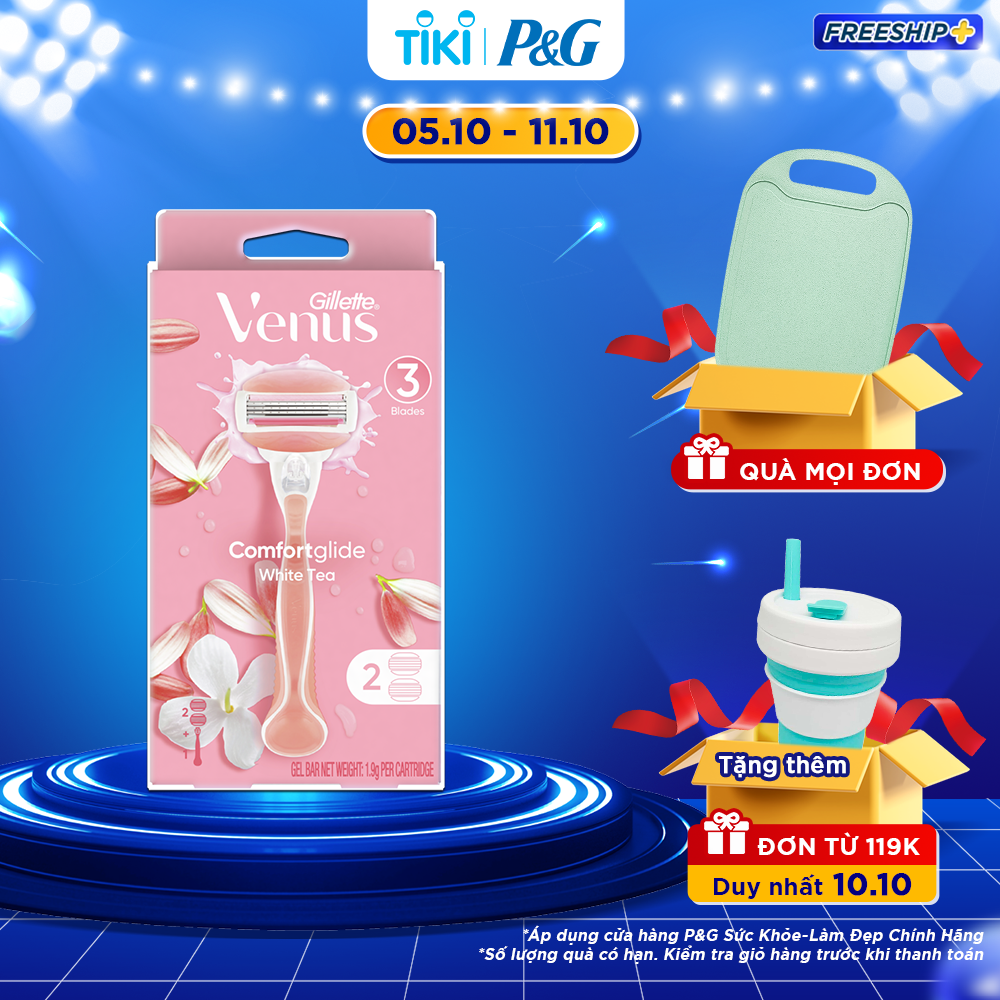 Bộ Dao cạo Gillette Venus Hương Hoa Trà 1 cán + 2 đàu lưỡi