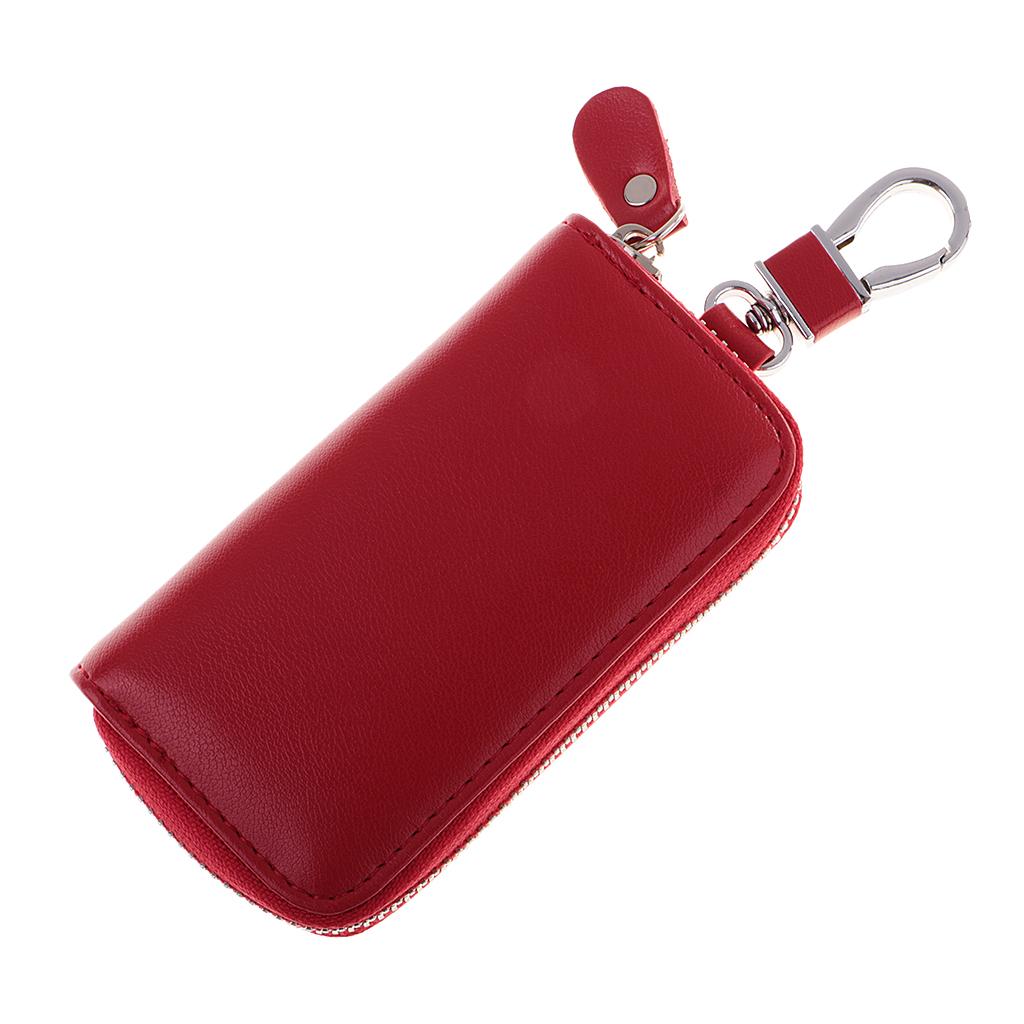 Genuine Leather Car Key Holder Keychain Case Bag Hook Pouch