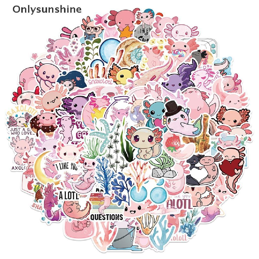 Bộ 100 Miếng Dán Hình Axolotl Động Vật Graffiti Dễ Thương Trang Trí Laptop / Trẻ Em