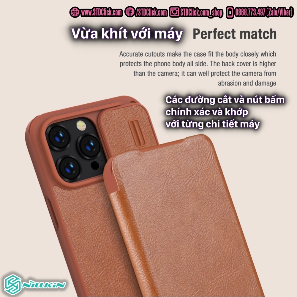 BAO DA DÀNH CHO ĐIỆN THOẠI IPHONE 14 PRO NILLKIN QIN BẢO VỆ CAMERA