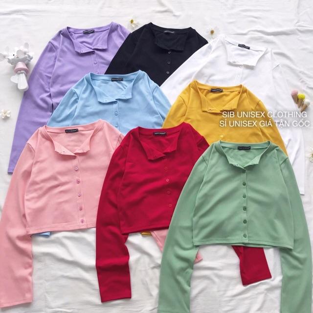 Áo croptop tay dài SIB Clothing ôm body sexy có nút SIB015