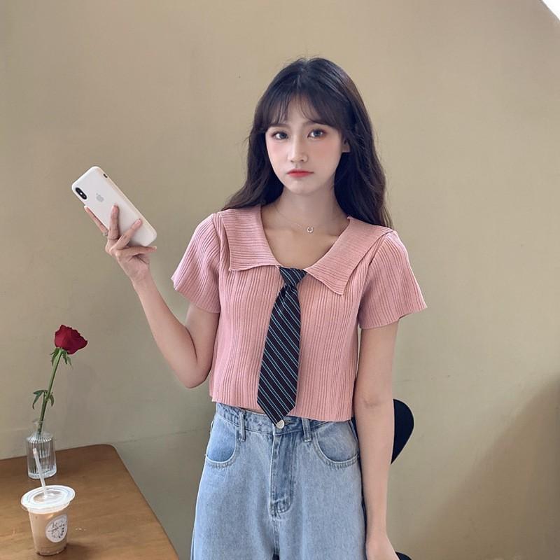 Áo croptop kiểu ngắn tay Hàn Quốc C04 - Maoshop