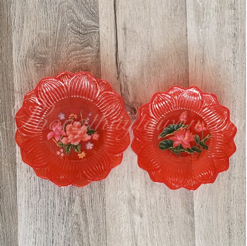 Dĩa Trái cây,Dĩa Bàn thờ có Đế Đỏ Hoa Sen /2 mẫu
