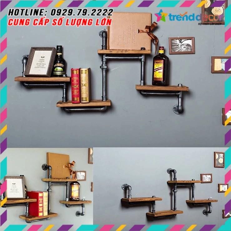 Kệ treo tường gỗ 4 tầng kệ ống nước
