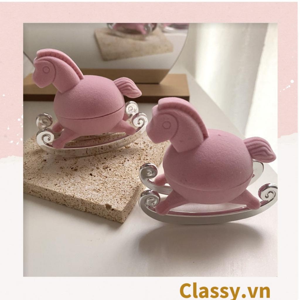 Hộp đựng nhẫn Classy, đựng trang sức hình chú ngựa hồng độc đáo Q1304