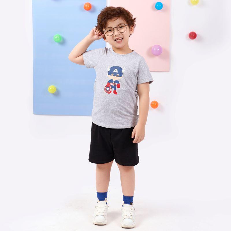 &lt;11-33kg-Size 2-8 tuổi&gt; Đồ bộ ngắn tay quần áo thun cotton mặc nhà mùa hè cho bé trai Unifriend