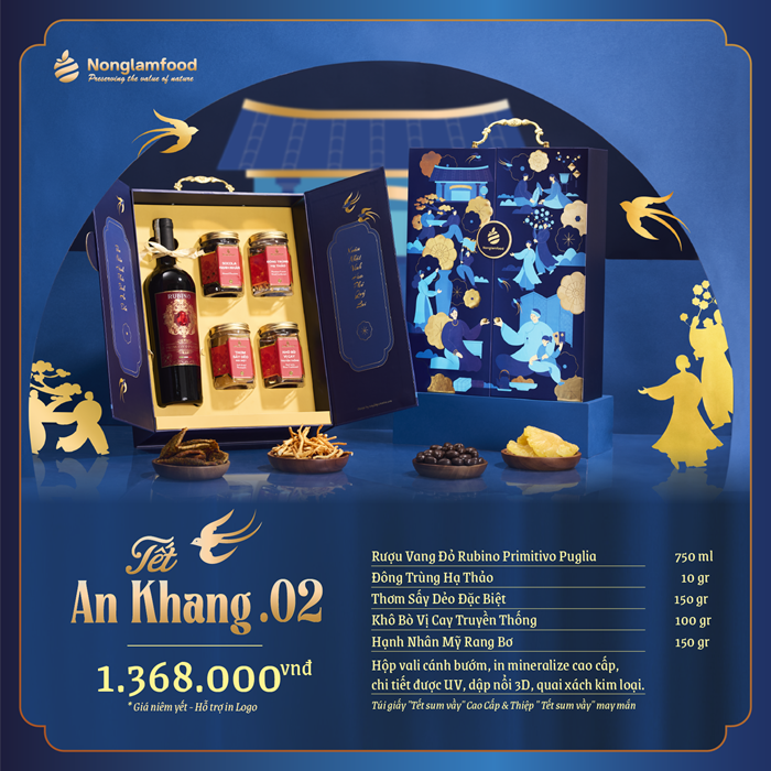 [BỘ QUÀ TẾT 2025] Set quà Tết An Khang 2 Nonglamfood | Hạt mứt tết cao cấp, quà tặng cho người thân