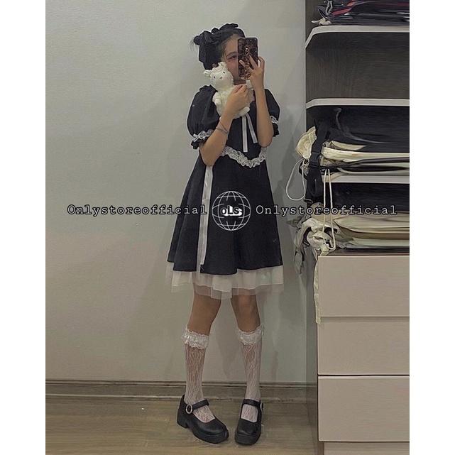 Váy lolita tay bồng màu đen xinh xắn