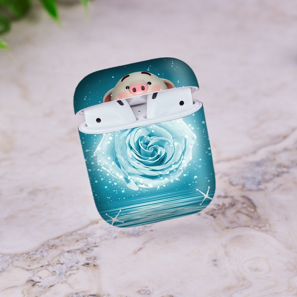 Miếng dán skin chống bẩn cho tai nghe AirPods in hình Heo con dễ thương - HEO2k19 - 183 (bản không dây 1 và 2)