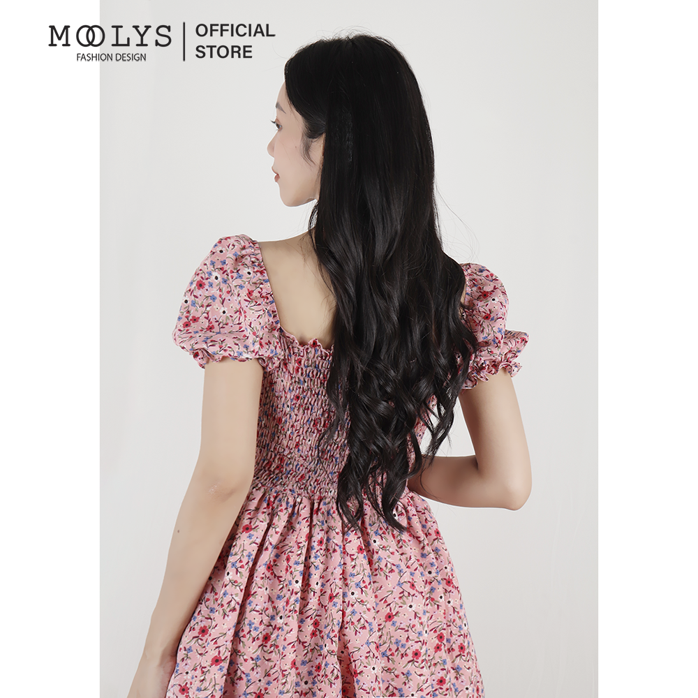 Đầm xoè hoa nhí tay phồng dễ thương Moolys MD006