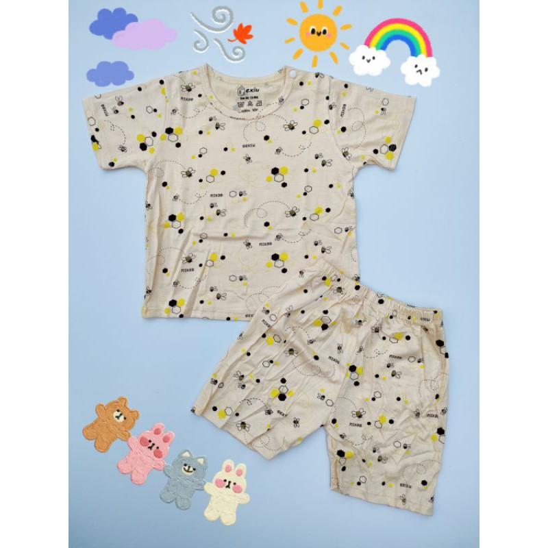 Bộ ngắn tay thun lạnh BEXIU Bé Xíu màu in hoạ tiết mềm mịn mát cho bé trai bé gái từ 5-19kg