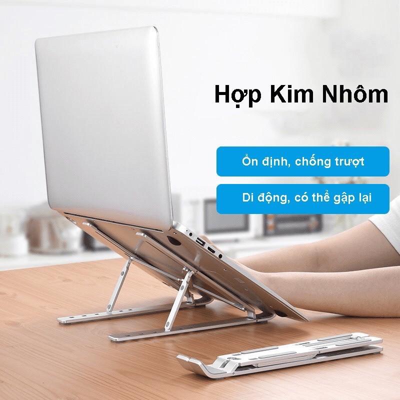 Giá đỡ laptop, macbook, ipad bằng NHÔM CAO CẤP - LOẠI 2 CHỐT, kệ đỡ máy tính tản nhiệt, gấp gọn, chịu lực siêu tốt