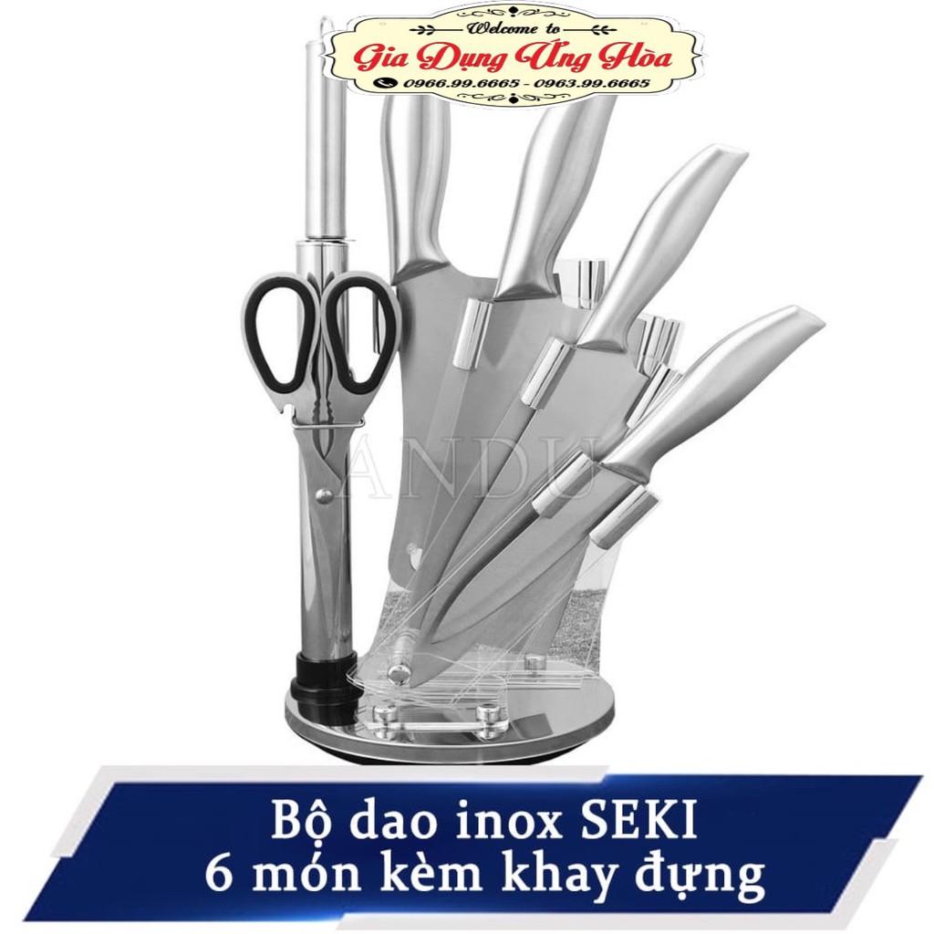 Bộ Dao Inox Nhật 6 Món Cao Cấp ,Bộ Giao 6 Món Kèm Khay Nhà Bếp Tiện Dụng