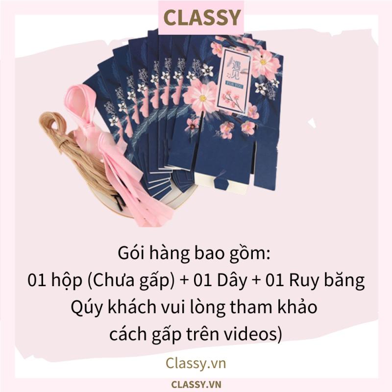 Classy Túi giấy đựng quà thắt nơ in hình dễ thương 14 X 7 X 10 CM đựng son, trang sức, quà tặng đám cưới, lễ tết (Q301)