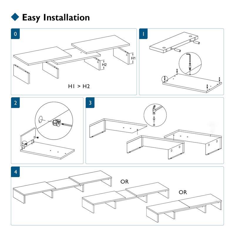 Kệ gỗ để 3 màn hình máy tính FAS.DUAL nâng màn hình lên đến 10.4cm / Giảm căng thẳng cổ / bàn làm việc gọn gàng