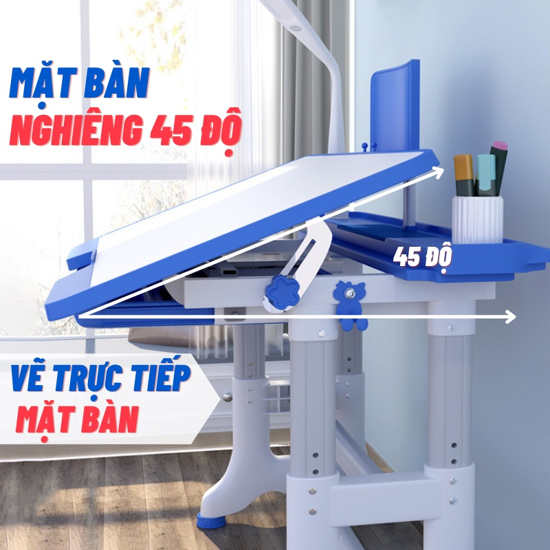 bộ bàn ghế chống gù chống cận cho học sinh bàn học thông minh điều chỉnh độ cao b02