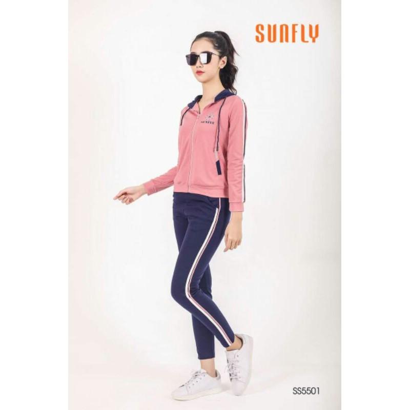 Bộ thể thao Umi Sunfly kéo khóa áo dài quần dài SS5501