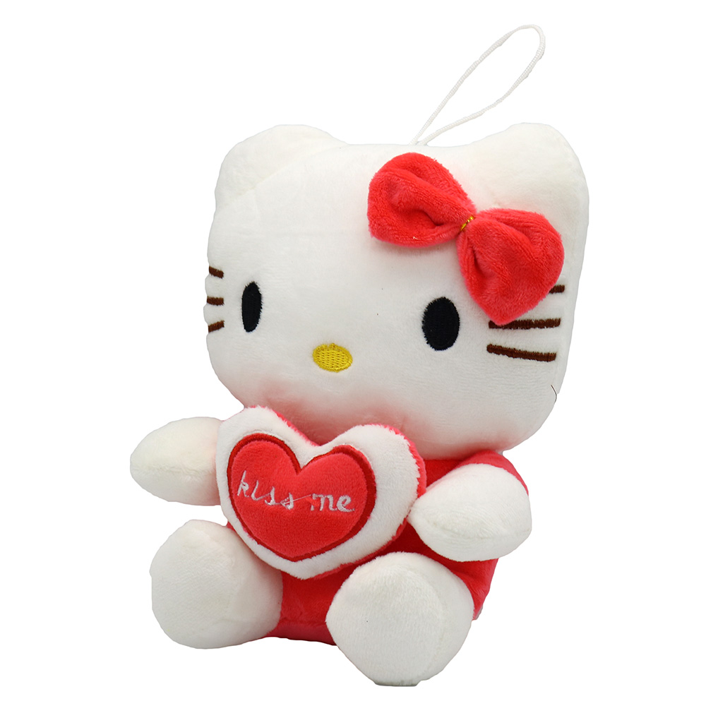 Gấu bông Hình Mèo Hello Kitty Ôm Tim 20cm - Họa Tiết Ngẫu Nhiên